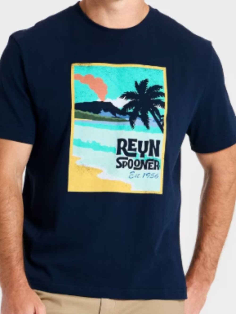 NEW Reyn Spooner Men's Short Sleeve Beach Graphic Navy Medium T-Shirt